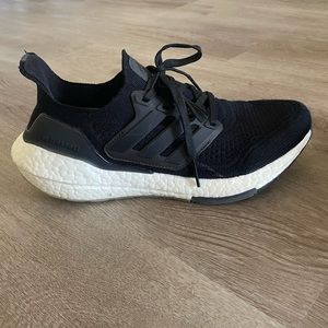 Adidas Black and White UltraBoost Athletic Shoes